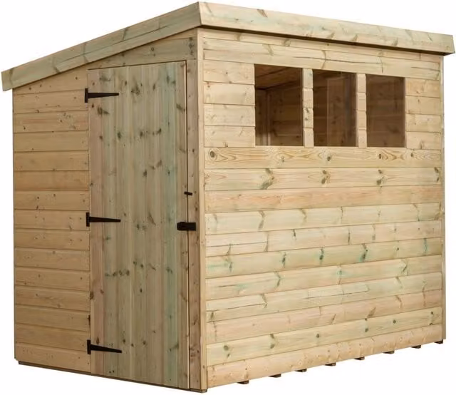 Empire Sheds 2500 6x5 Pent Garden Shed in Green with Single Door and 3 Windows