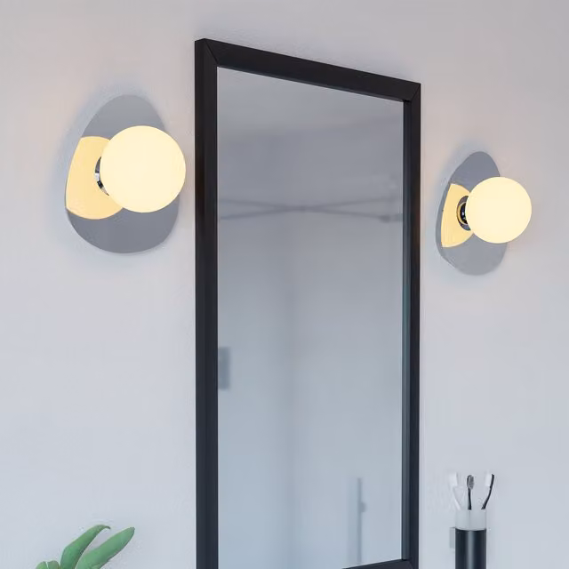 Eglo Castrovido Chrome and Matte Glass LED Bathroom Wall Light
