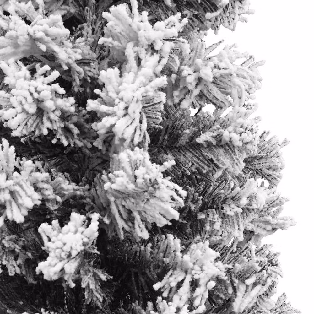 Berkfield Home Slim Artificial Flocked Snow Christmas Tree in Green and White, Height: 120 cm – 4