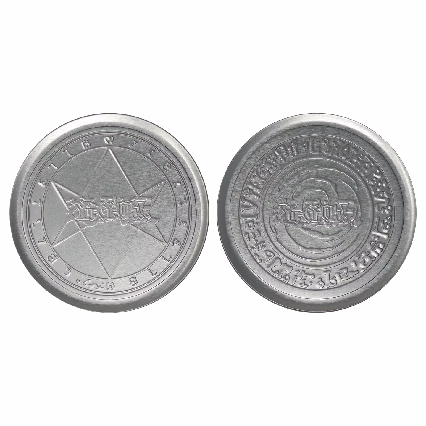 Fanattik Yu-Gi-Oh! Set of 4 Embossed Metal Coasters in Silver and Multicolour with Non-Slip Cork Base – 5