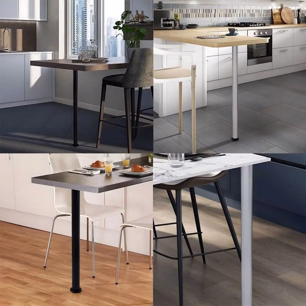 NESTLUNE Adjustable Black Kitchen Worktop Breakfast Bar Table Leg, W: 52 cm, H: 1000 cm – 4