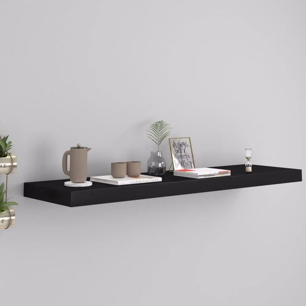 Berkfield Home Durable Floating Wall Shelf, Black, W: 90 cm, D: 23.5 cm, H: 3.8 cm – 2