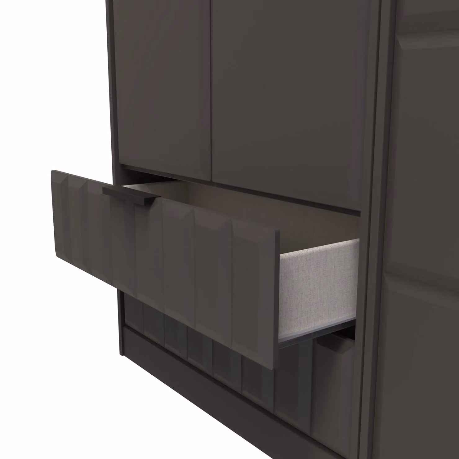 Ready Assembled 2 U Seattle Triple Wardrobe with 2 Drawers in Dark Grey – 3