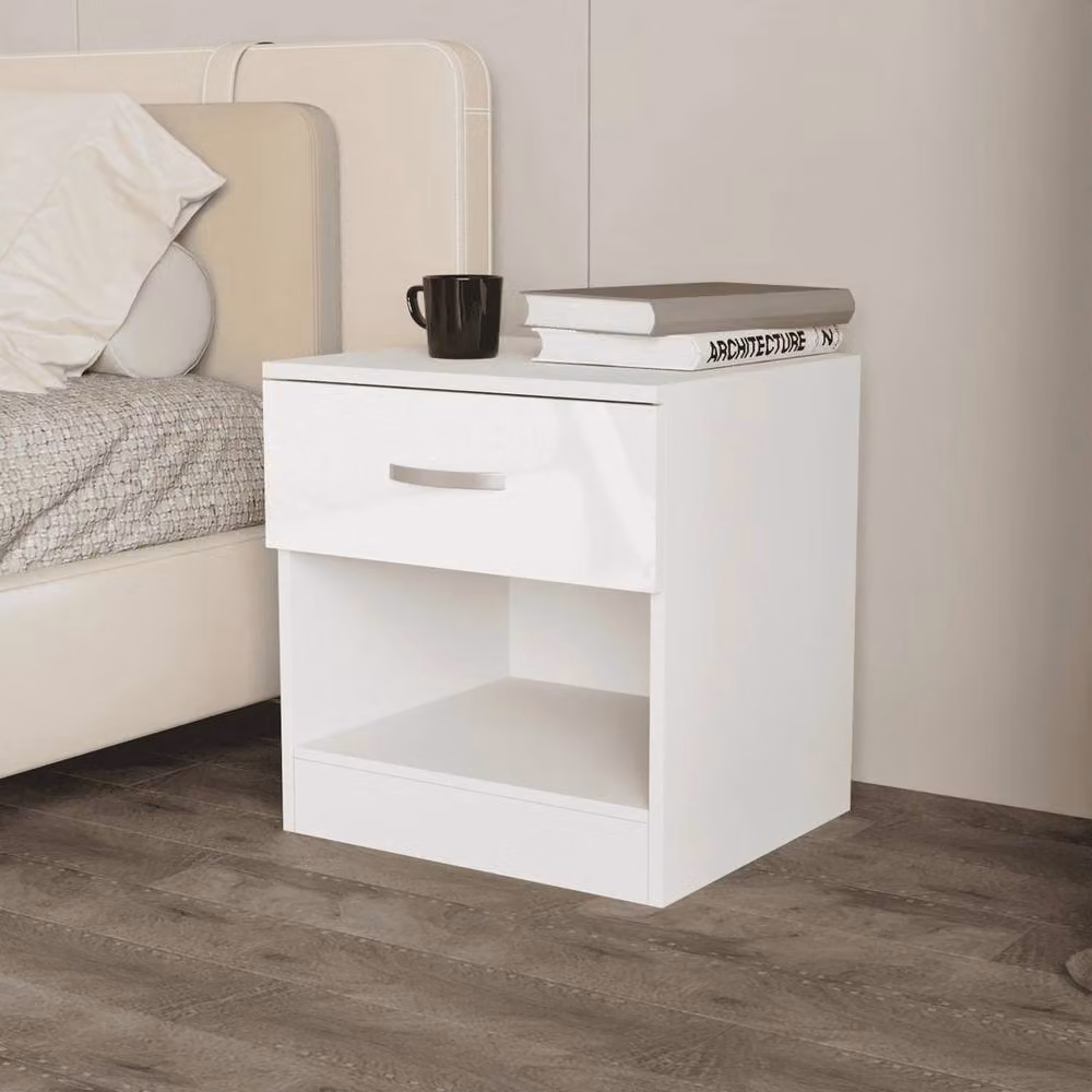 PAWNORA Modern White Bedside Table – 3
