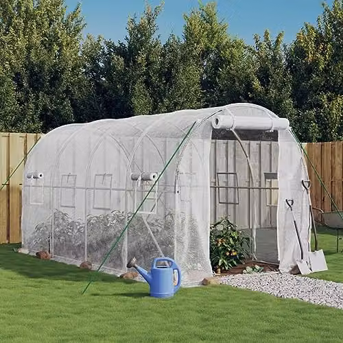 vidaXL Greenhouse with Steel Frame, White, 8 m², W: 4 m, D: 2 m, H: 2 m – 2
