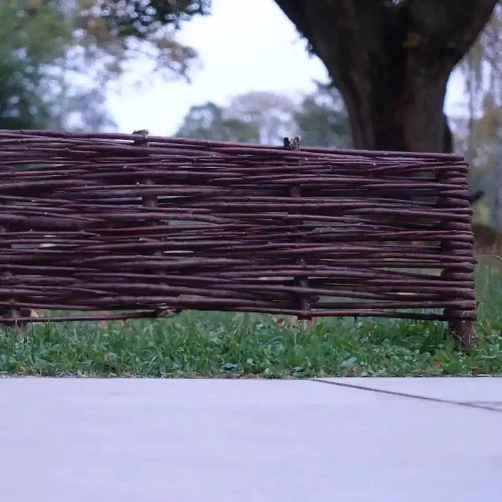 Woven Wood Willow Lawn Edging, 2 Pieces, Natural Brown, Height: 20 cm, Length: 2 m – 4