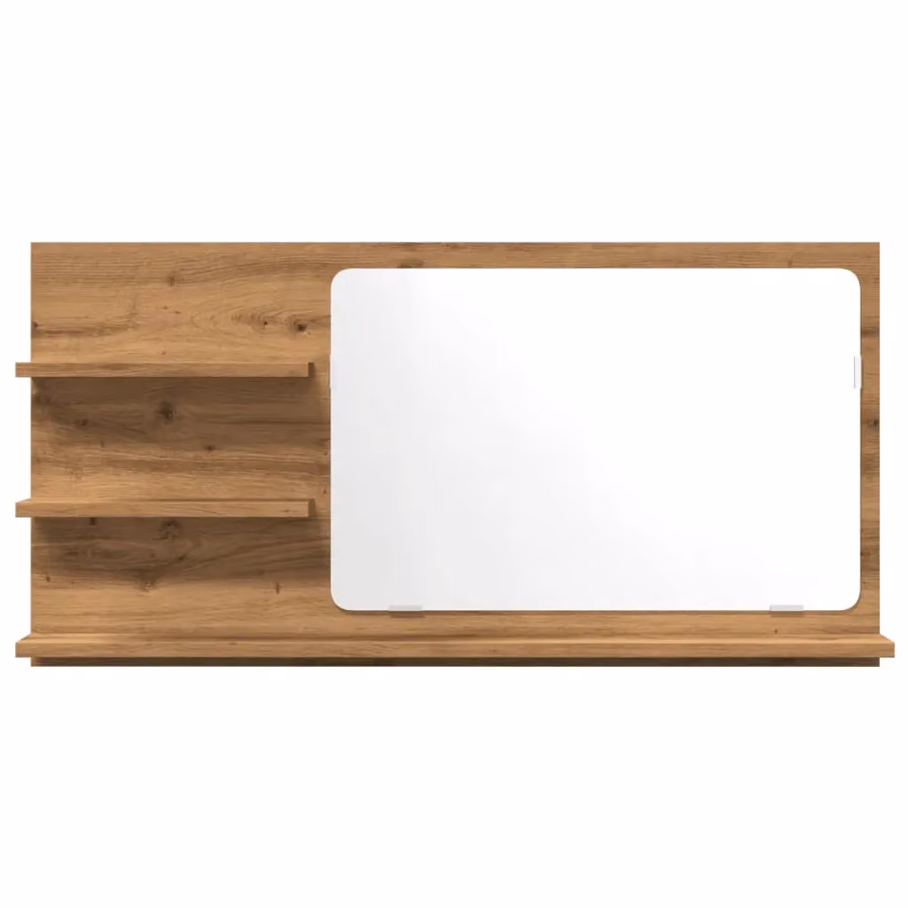 Berkfield Home Artisan Oak Bathroom Mirror Cabinet, Brown, W/D/H: 90 x 11 x 45 cm – 3