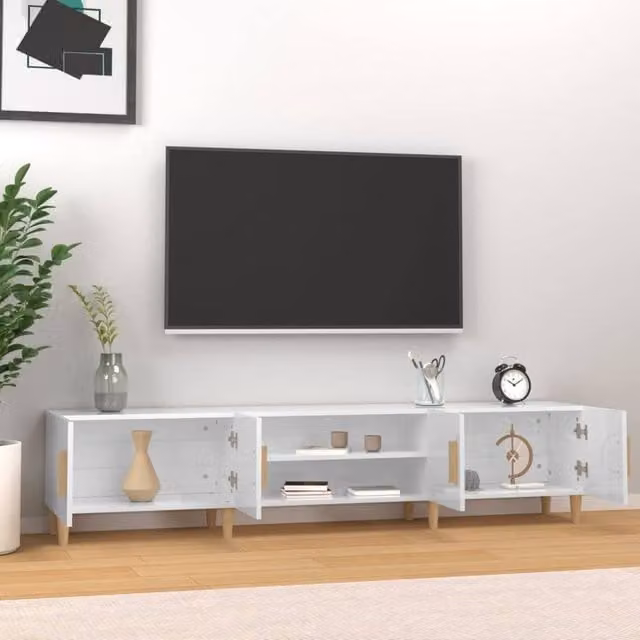 Berkfield Home High Gloss White TV Cabinet in Engineered Wood W/D/H: 180 x 31.5 x 40 cm – 1