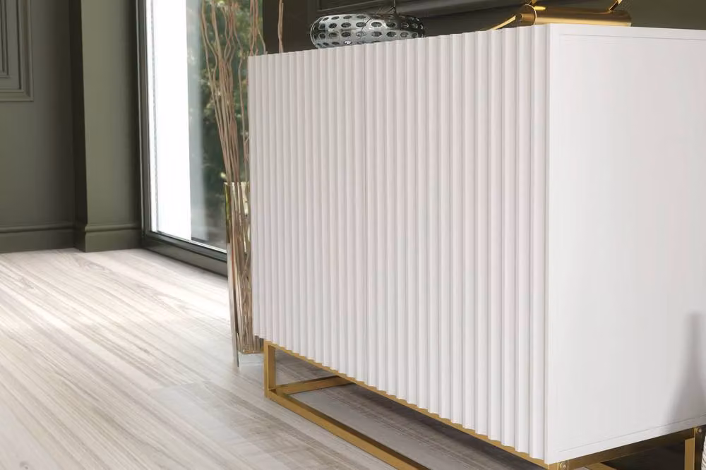 Mex Furniture LTD White Fluted Modern Sideboard with Gold Base – 4