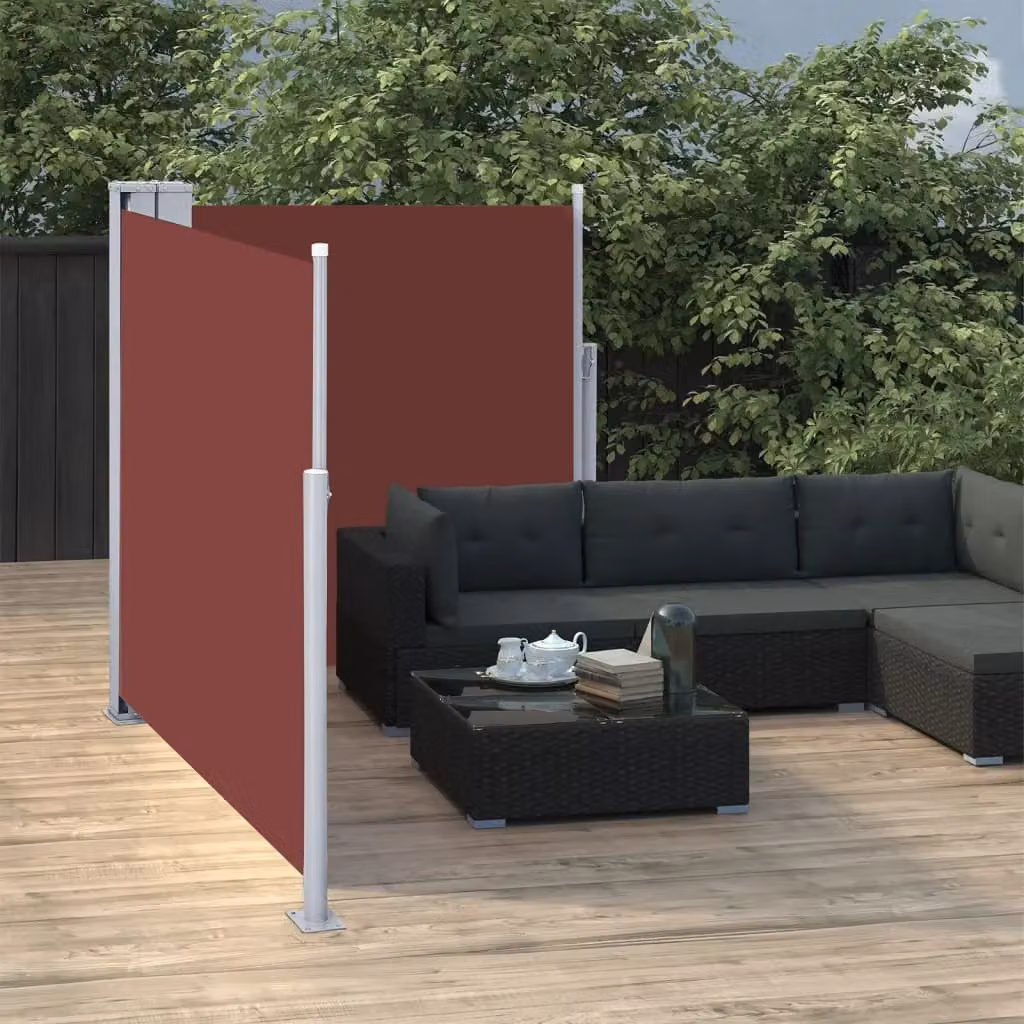 Berkfield Home Retractable Brown Polyester Side Awning, W/H: 600 x 120 cm – 3