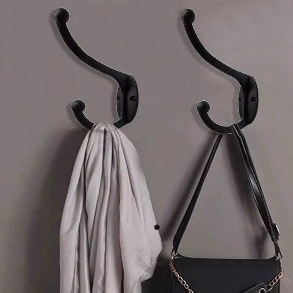 NESTLUNE 10-Piece Black Metal Double Wall Mounted Coat and Robe Hooks, Length: 500 mm – 5