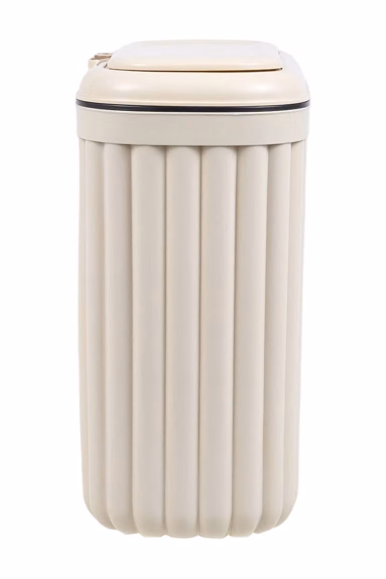 Garden Sanctuary Slim Rubbish Bin with Press-Top Lid for Kitchen or Bathroom, Yellow