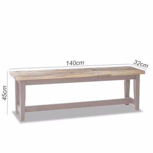 Statement Furniture Florence Solid Acacia Hardwood Dining Bench in Brown/Beige, Length: 140 cm – 2