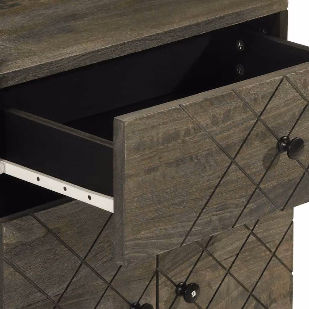 Berkfield Home Beautiful Black Solid Mango Wood Bedside Cabinet W/D/H: 50 x 33 x 60 cm – 4