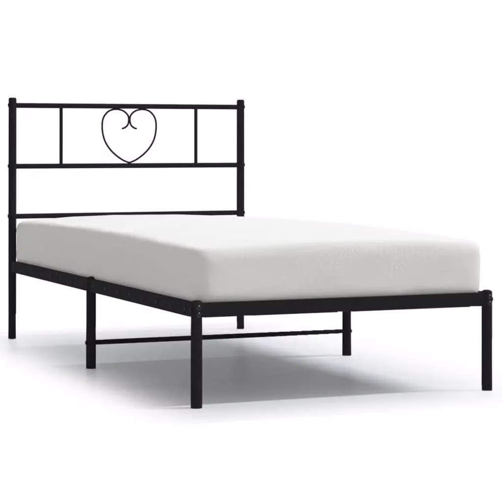 Berkfield Home Metal Bed Frame with Headboard in Black, W/D/H: 100 x 190 cm – 2