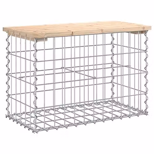 vidaXL Gabion Design Garden Bench in Brown Solid Pine Wood, W/D/H: 63 x 31.5 x 42 cm – 1