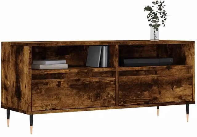 Berkfield Home Smoked Oak TV Cabinet in Brown, W/D/H: 100 x 34.5 x 44.5 cm – 1