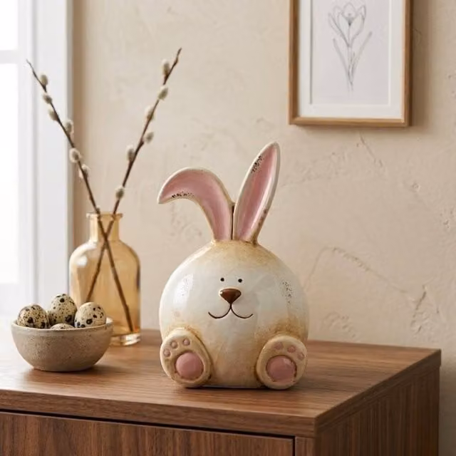 Garden Greatness Multicolour Ceramic Seated Easter Bunny Tabletop Ornament