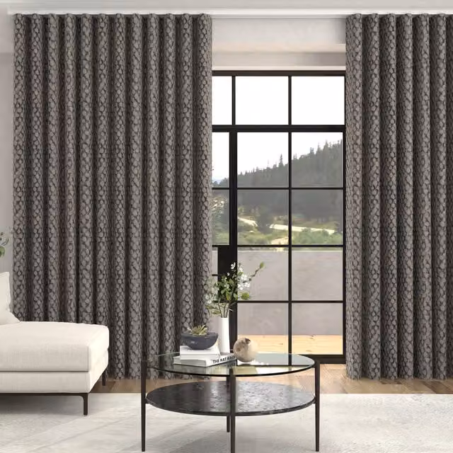 Terrys Lyra Metallic Spot Made To Measure Blackout Curtains in Ebony Wave Style