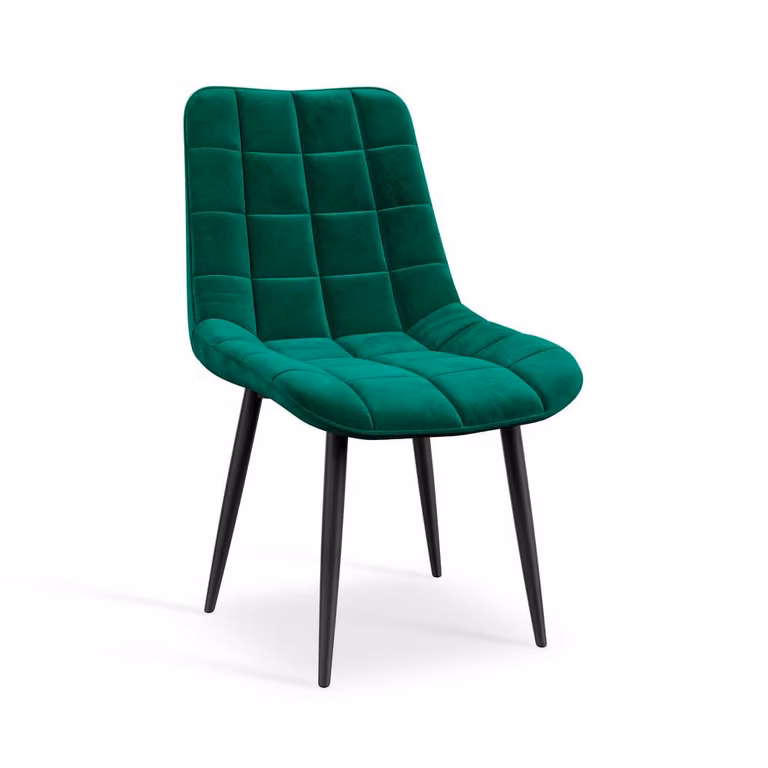 More4Homes Arlo White Marble Top Dining Table with Black Legs and 6 Green Nova Velvet Dining Chairs Set