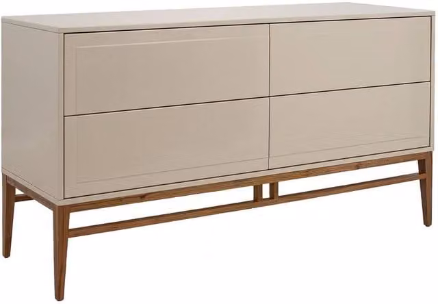 Angel Cerda Modern Beige MDF Sideboard with Walnut-Veneer Legs, W: 160 cm, H: 80 cm, D: 45 cm – 1