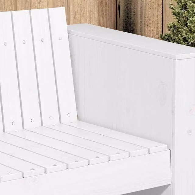 Berkfield Home 2-Seater Garden Sofa in White Solid Pine Wood with Fabric Cushions W/D/H: 134 x 60 x 62 cm