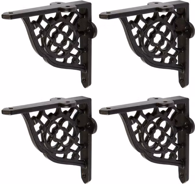 Hammer and Tongs Honeycomb Iron Shelf Bracket, Pack of 4, Matt Black, Diameter: 100 mm – 1