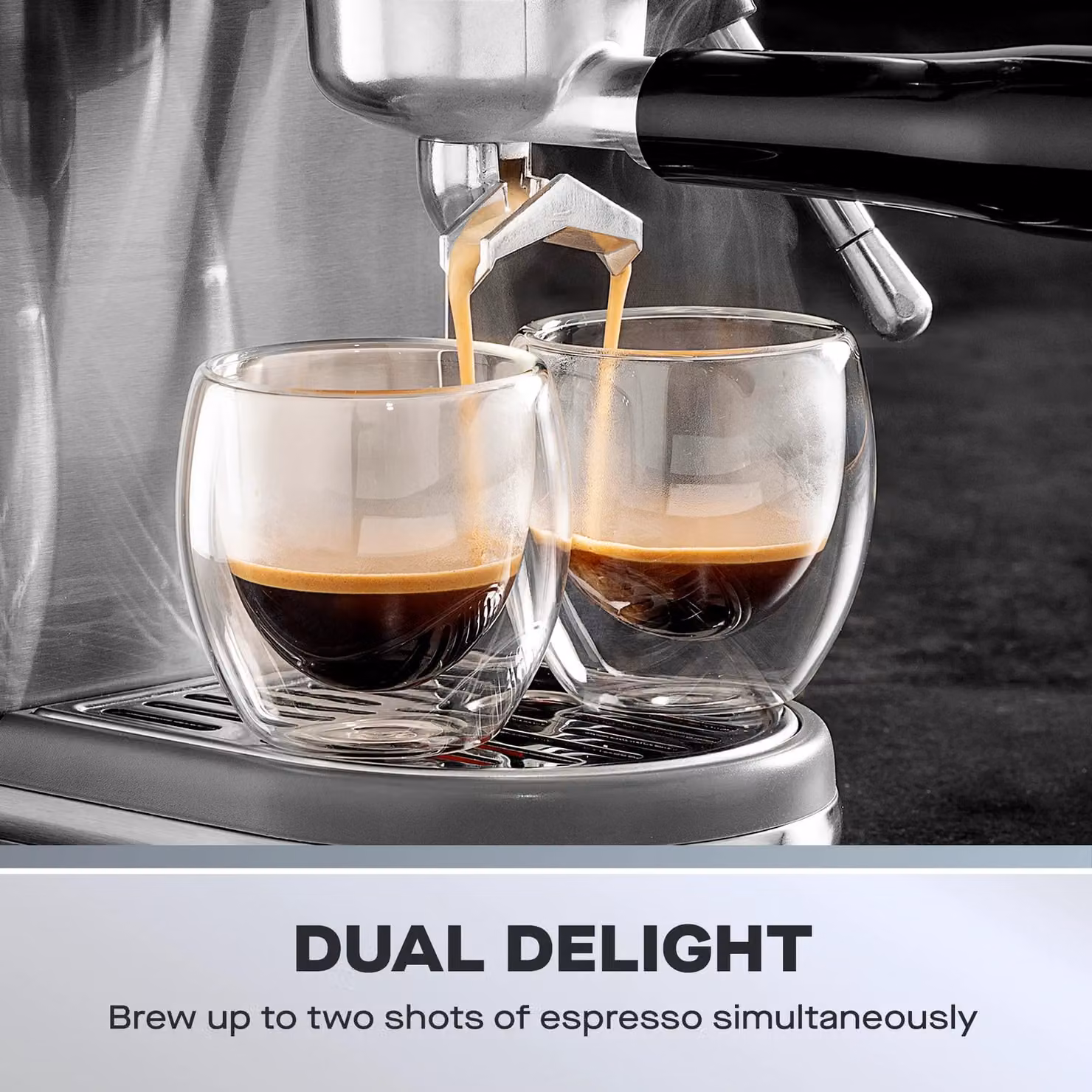 Daewoo 20 Bar Espresso Machine with Digital Display and Milk Frother in Silver – 3