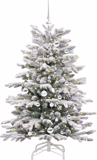 Berkfield Home Elegant Artificial Hinged Christmas Tree in White, Height: 150 cm