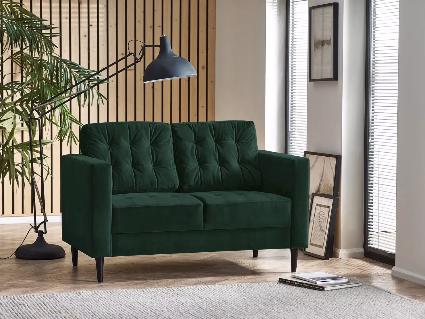 FurnitureboxUK Jade 2-Seater Modern Velvet Sofa with Solid Wood Frame in Emerald Green – 2
