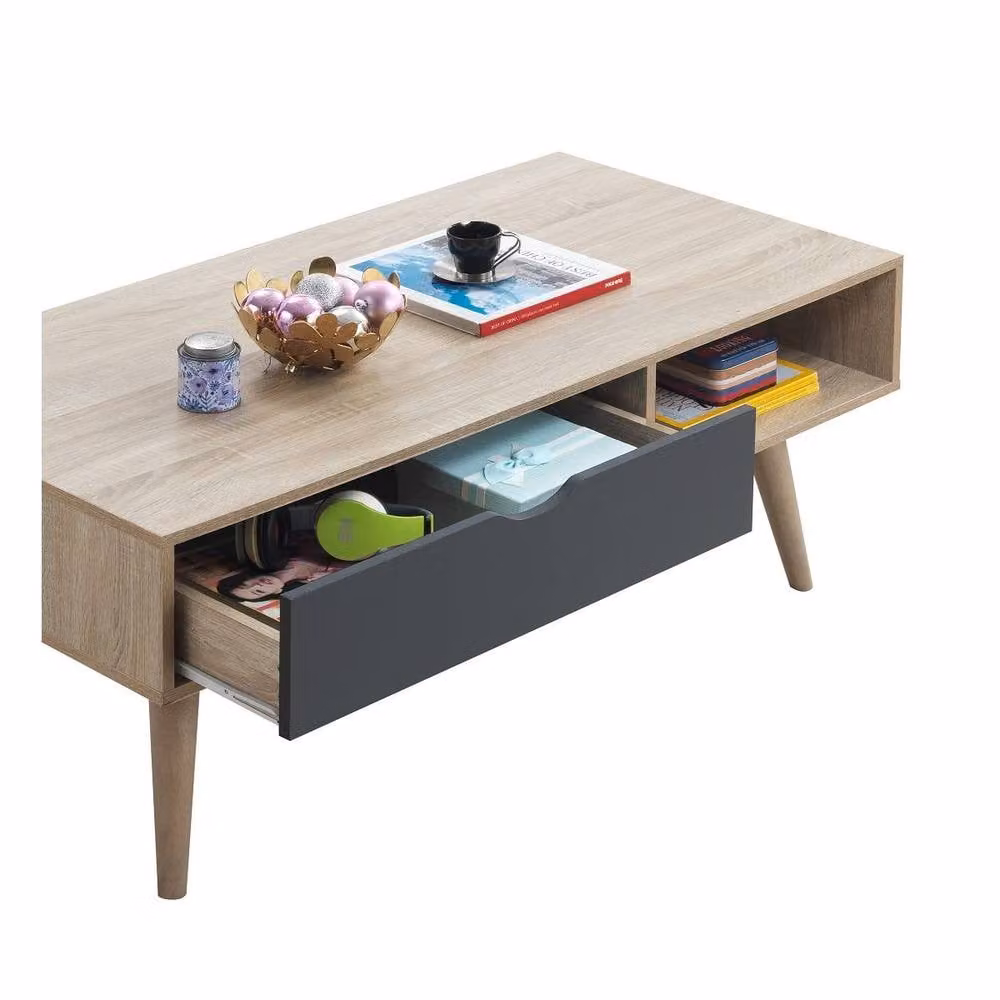 Timber Art Design Alford Scandinavian Low Coffee Table in Sonoma Oak and Grey, W: 120 cm, D: 60 cm, H: 49.6 cm – 2