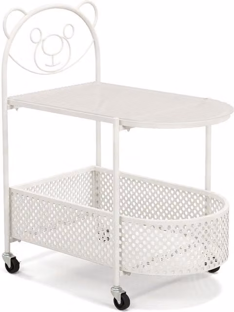 Costway Modern 2-Tier Mobile Glass Coffee Table with Castors, White