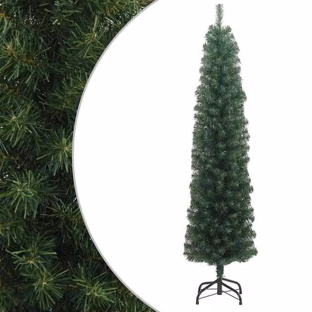 Berkfield Home Slim Artificial Christmas Tree in Green with Stand, Height: 210 cm – 1