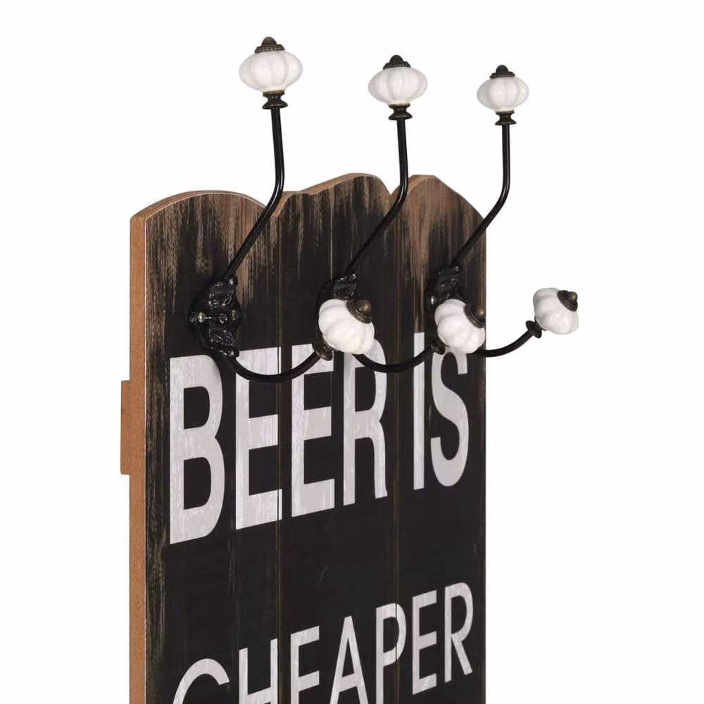 Berkfield Home Wall-mounted Coat Rack with 6 Hooks, Black and Multicolour, W: 120 cm, D: 40 cm – 2