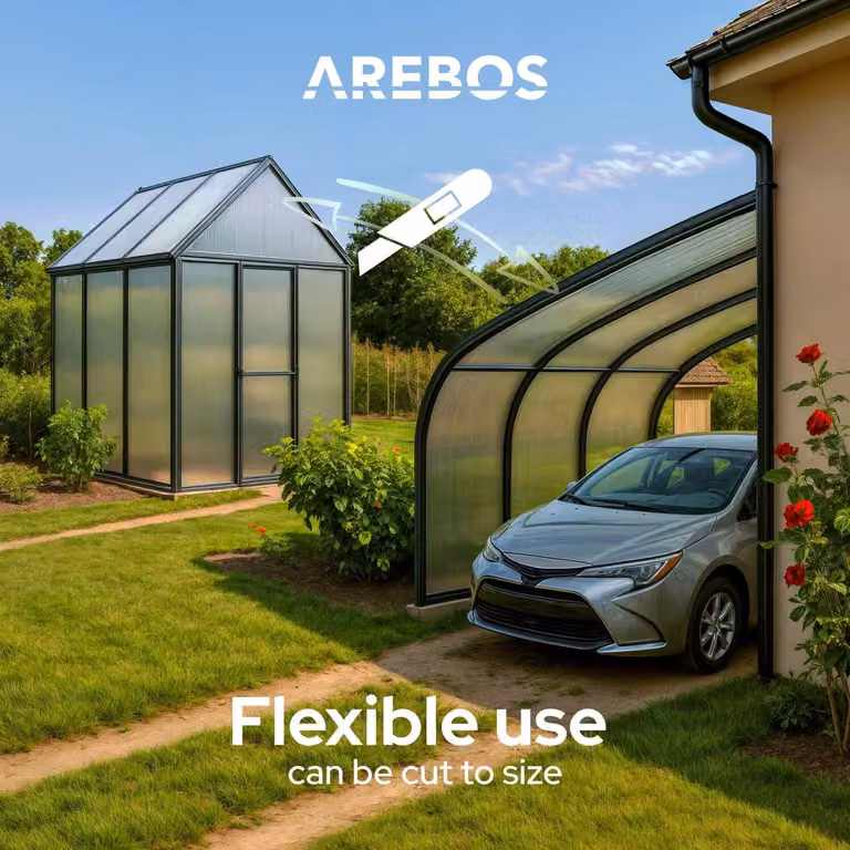 AREBOS Set of 14 Transparent Polycarbonate Twin-wall Sheets, W: 60.5 cm, H: 121 cm