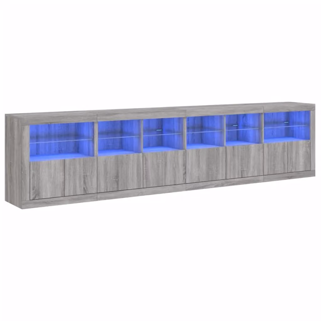 Berkfield Home Modern Grey Sonoma Sideboard with Integrated LED Lights W: 283 cm, D: 37 cm, H: 67 cm – 2