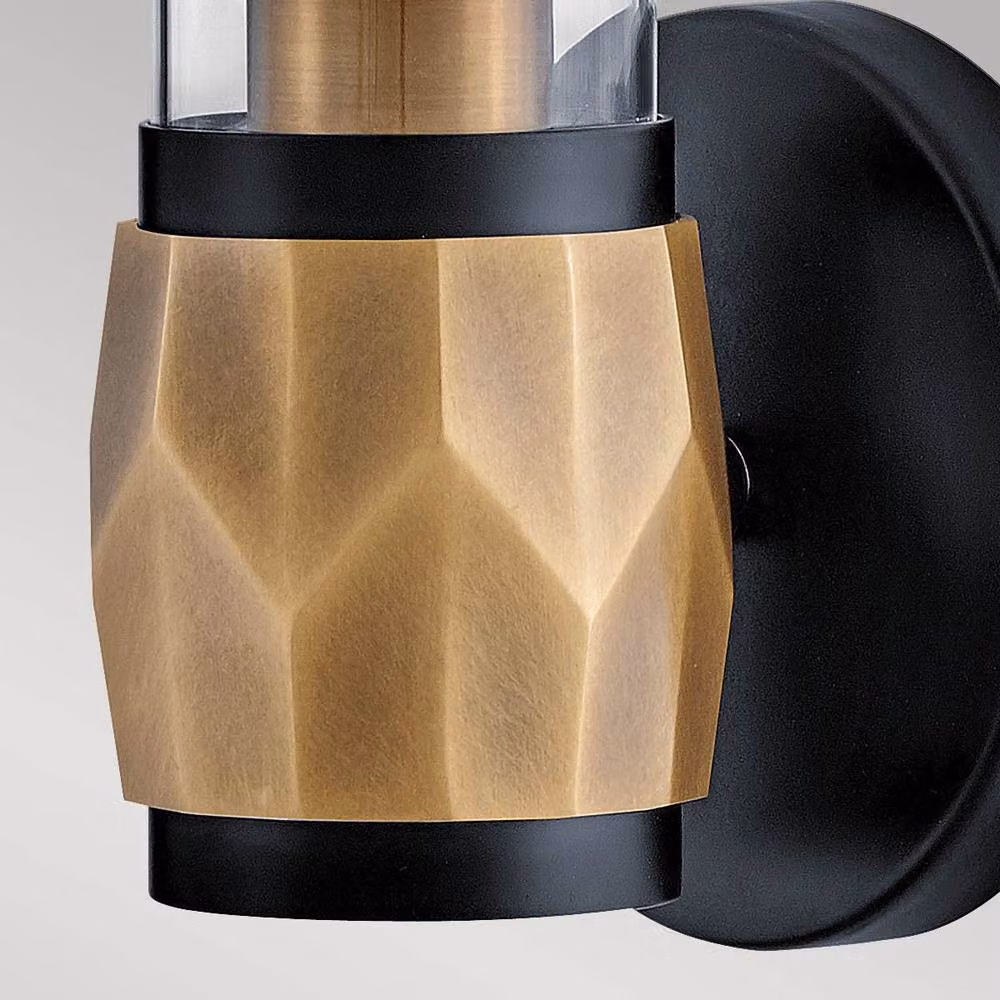 Hinkley Ellison Black and Heritage Brass Bathroom Wall Lamp with Transparent Glass Shade, IP44, E27 – 3