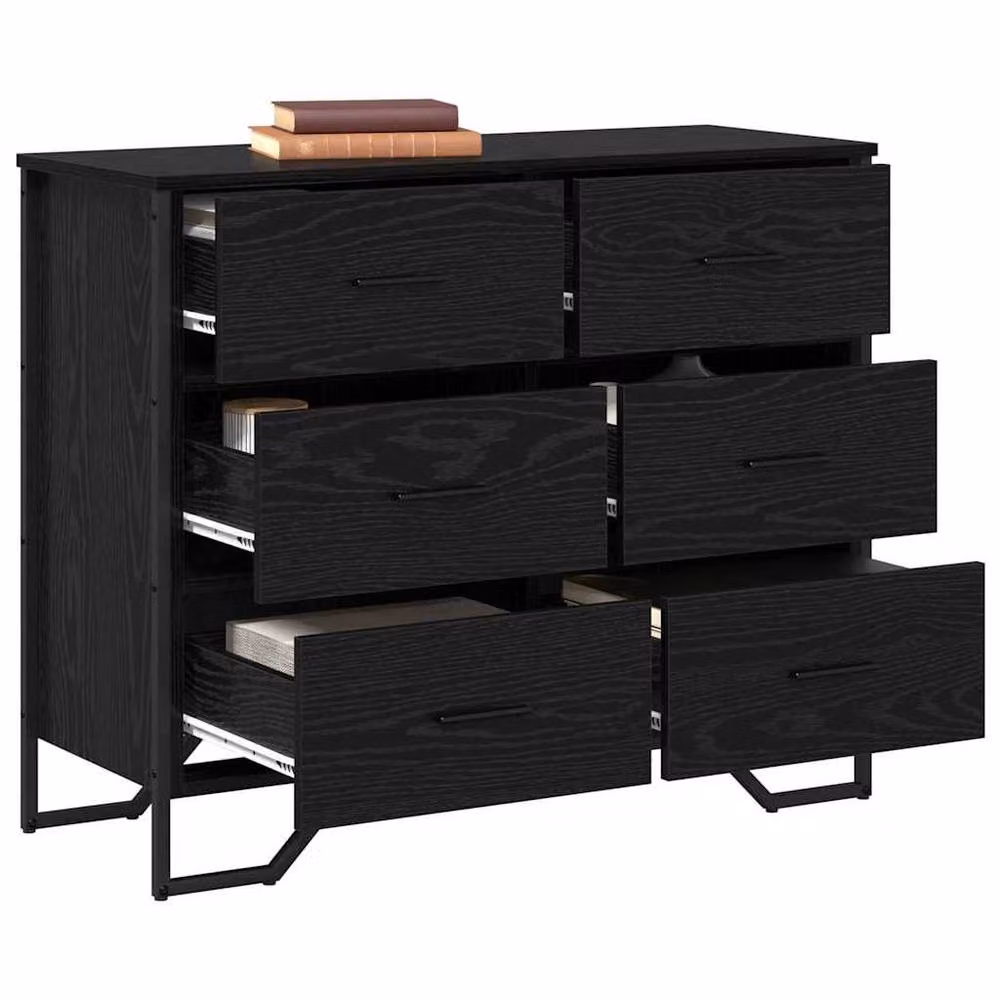 Berkfield Home Black Oak Chest of Drawers, W: 91 cm, D: 35.5 cm, H: 74.5 cm – 3