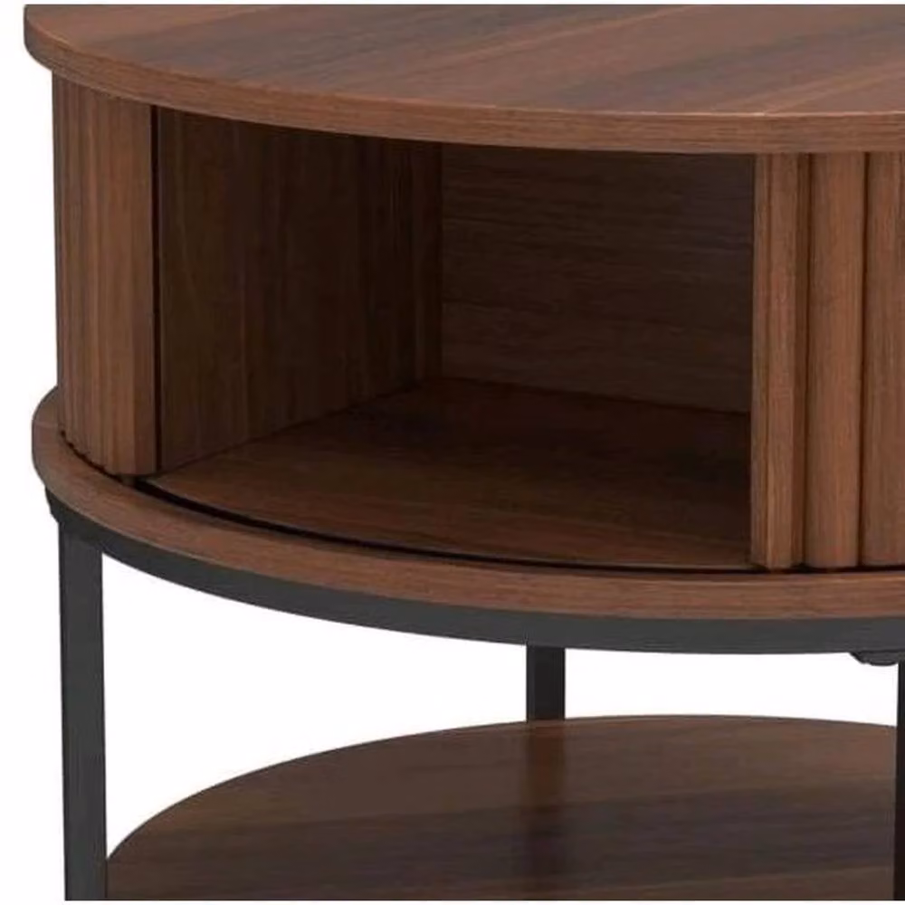 KORVIXA 2-Tier Round Wood Coffee Table in Brown, Diameter: 100 cm – 4