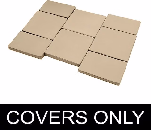 Gardenista Weatherproof Square Garden Rattan Sofa Cushion Covers in Beige Polyester, Set of 8