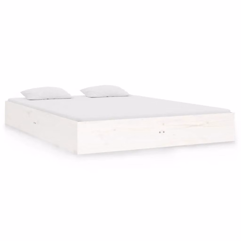 Berkfield Home White Solid Pine Wood Bed Frame W/D/H: 140 x 190 cm – 2
