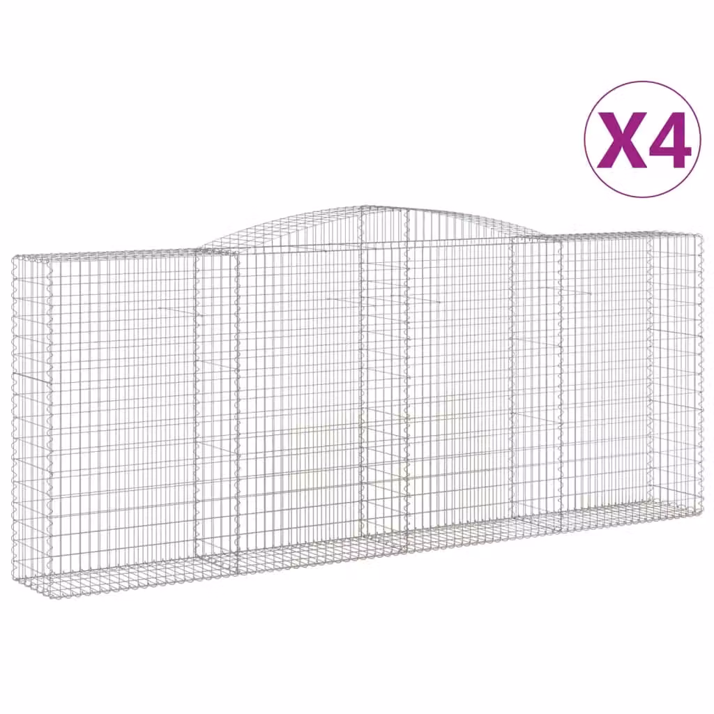 Berkfield Home Arched Gabion Baskets, 4 Piece Set, Silver Galvanised Steel, W: 400 cm, D: 50 cm, H: 160-180 cm – 2