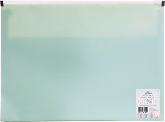 i-doodle A4 Plastic Expanding File with Zip in Blue and Green Neutral Pastels