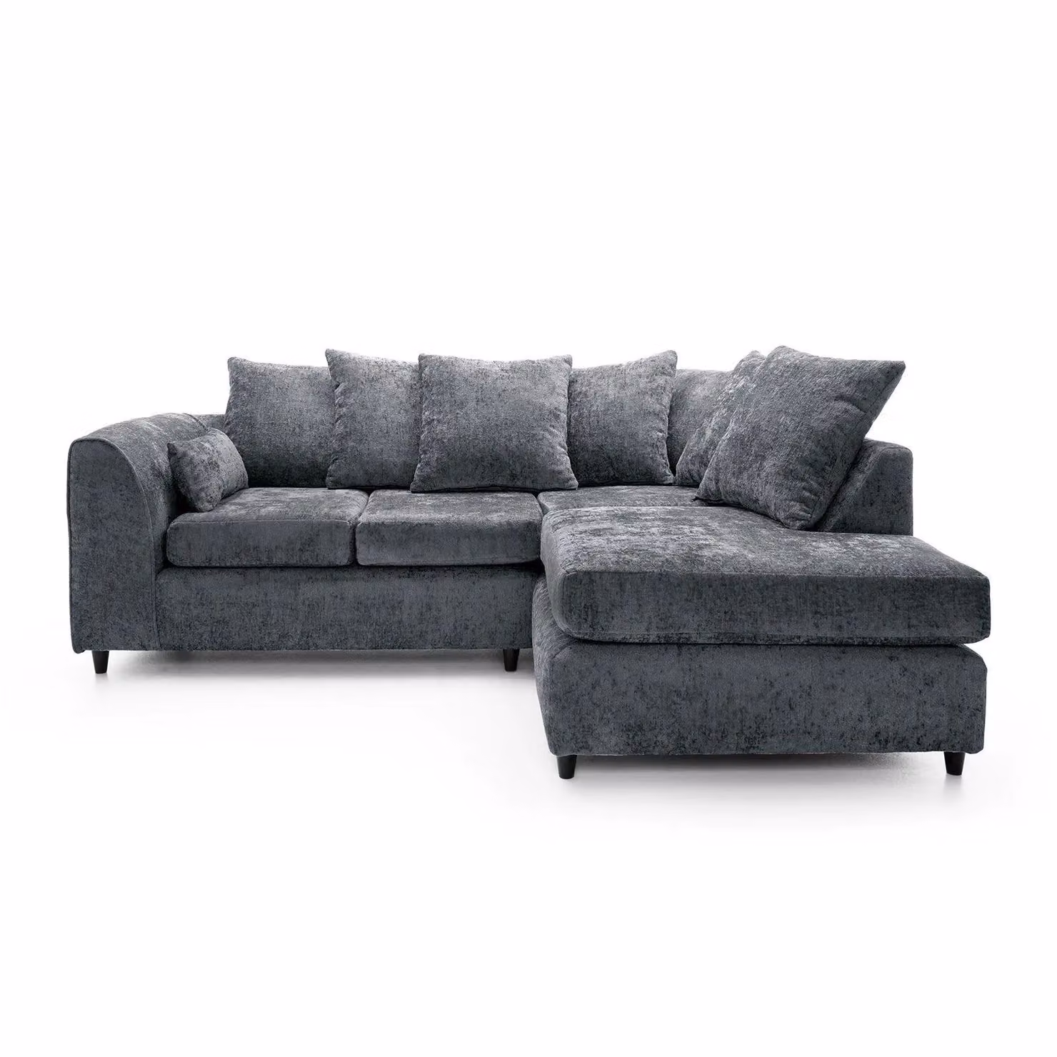 Abakus Direct Harriet Right Facing Corner Sofa in Dark Grey Crushed Chenille Fabric – 2