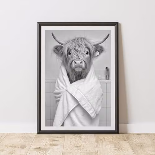 60 Second Makeover Highland Cow Towel Animal Print Paper Poster, A4