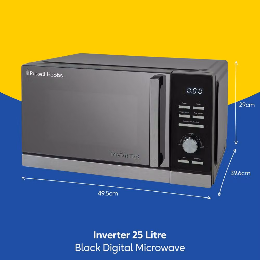 Russell Hobbs RHMI2503B Inverter Microwave 25L 900W Digital in Black – 2