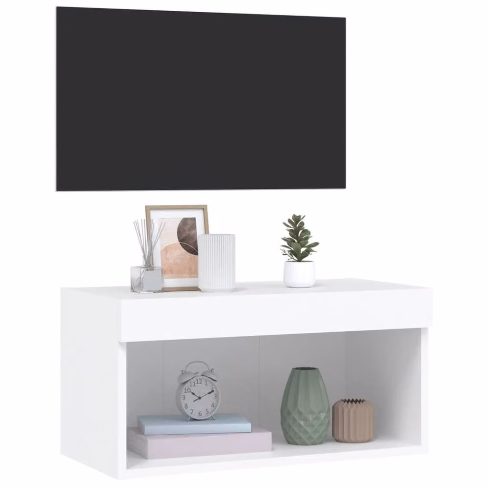 Berkfield Home Modern White TV Cabinet with LED Lights, W/D/H: 60 x 30 x 30 cm – 5