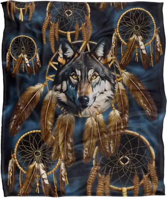 JQ Licensing Dreamcatcher Wolf Silky Touch Super Soft Throw Blanket, White, W/D/H: 152 x 127 cm – 6