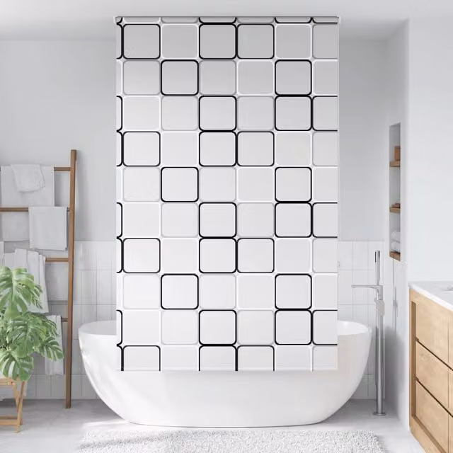 Berkfield Home Opaque Black Shower Roller Blind, W/H: 120 x 240 cm