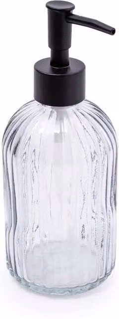 Candlelight Apothecary Glass Soap Dispenser with Black Pump in Grey